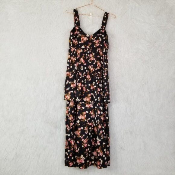 A.L.C Tiered Floral Maxi Tie Front Sleeveless Dress 4 - Picture 4 of 9